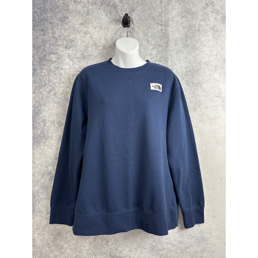 The North Face Women's Logo Patch Crew Neck Pullover Sweatshirt in‎ Blue Size XL